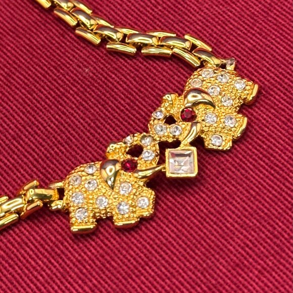 Gold-Plated Crystal Elephant Necklace - Picture 11 of 12